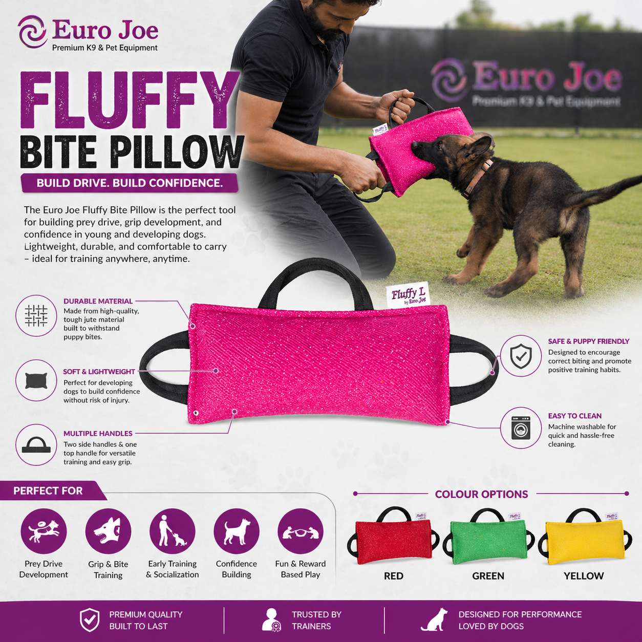Euro Joe Dog Bite Cushion Pillow (Fluffy)