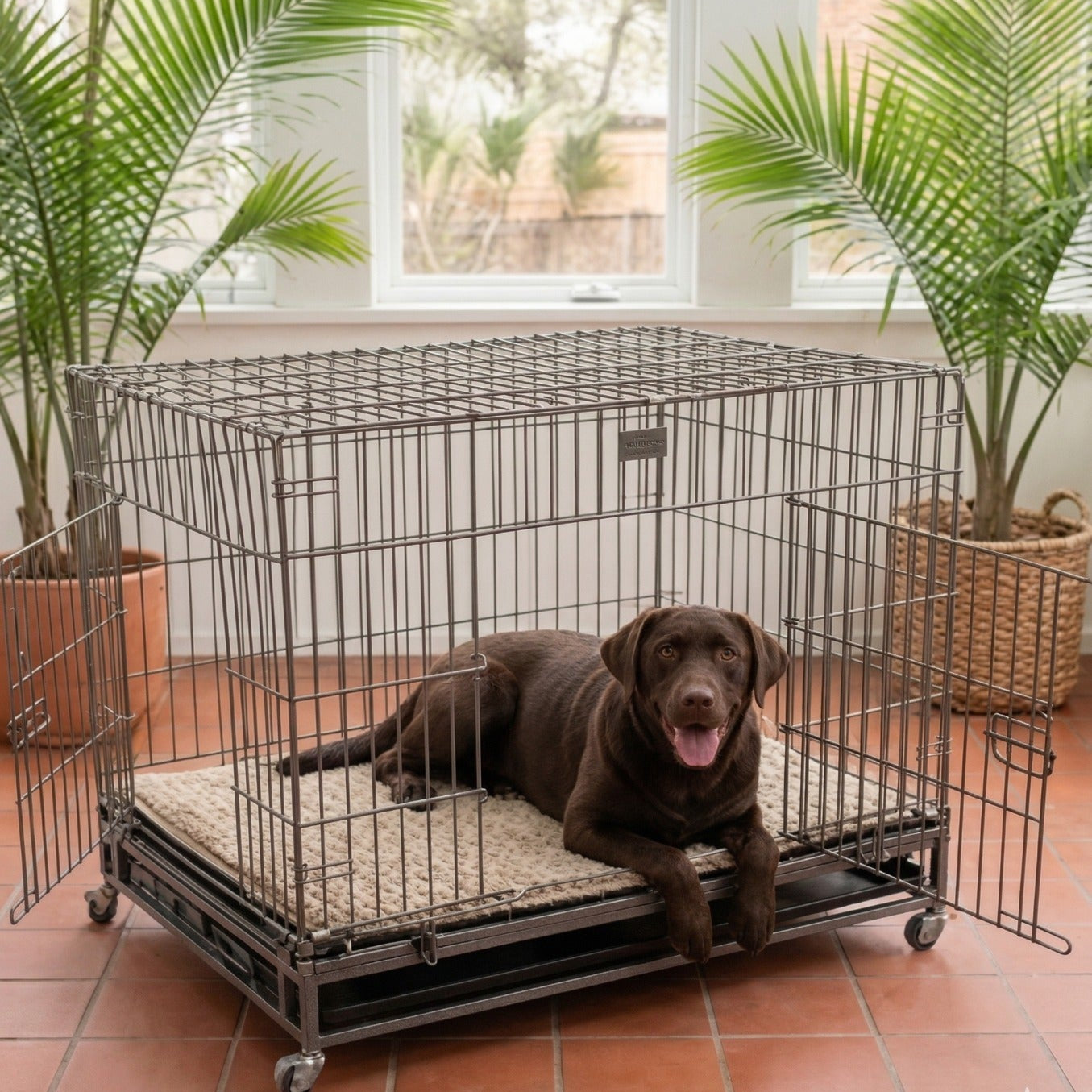 Petarchi Wire Crate with Stand and Wheels